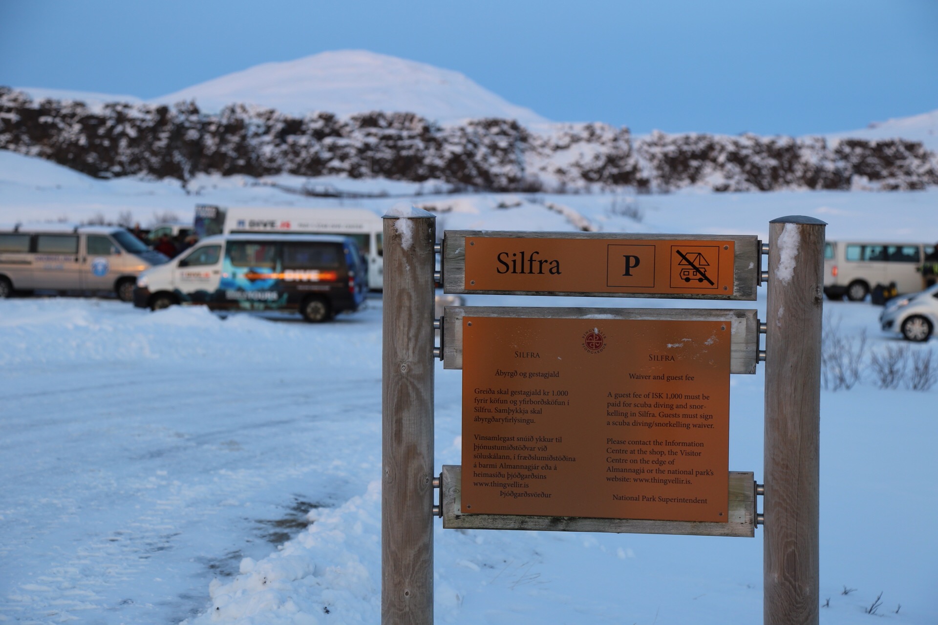 Estacionamento para o Mergulho na Islandia
